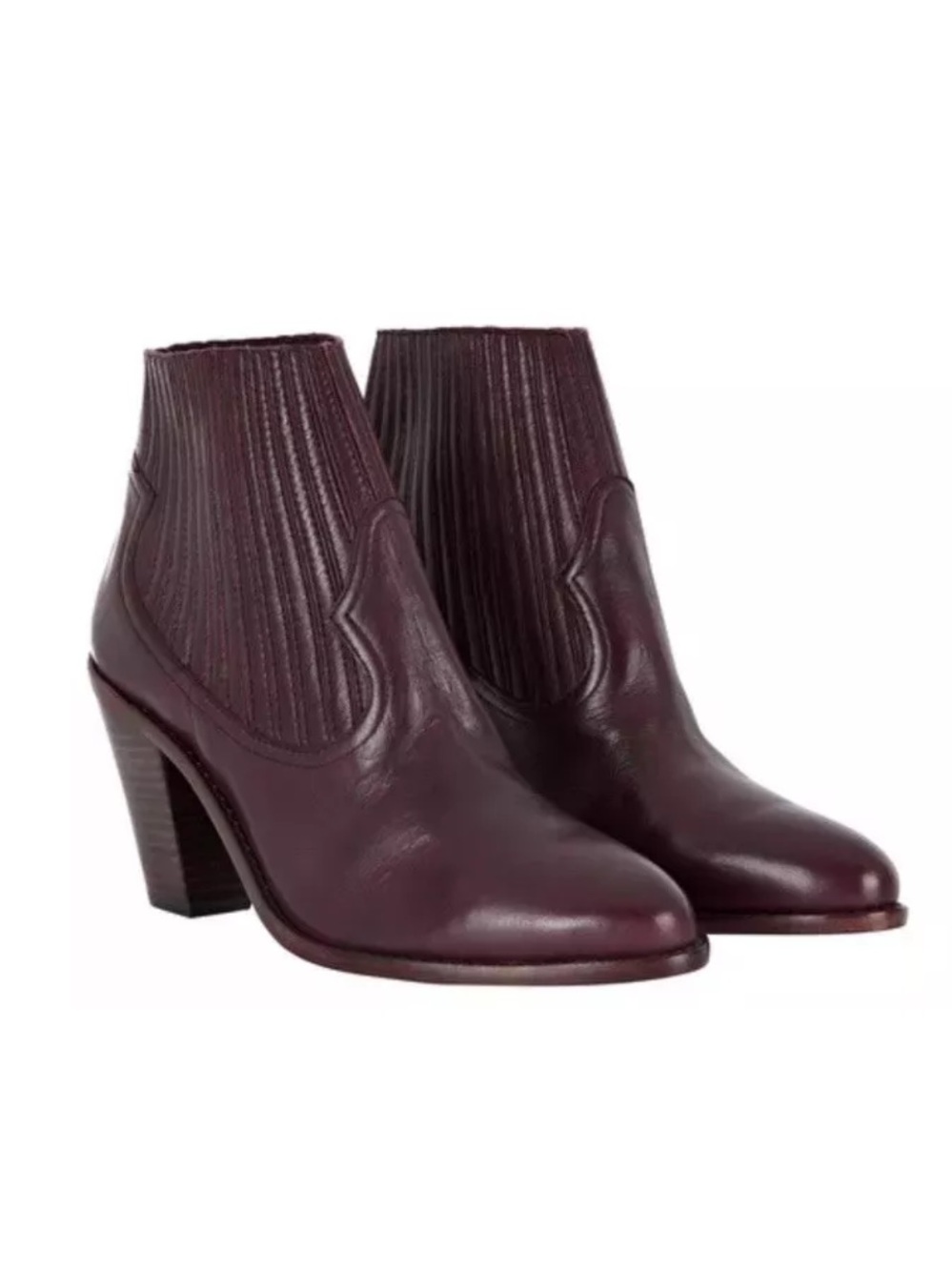 Ash western ankle boots, leather, burgundy, US 6/36